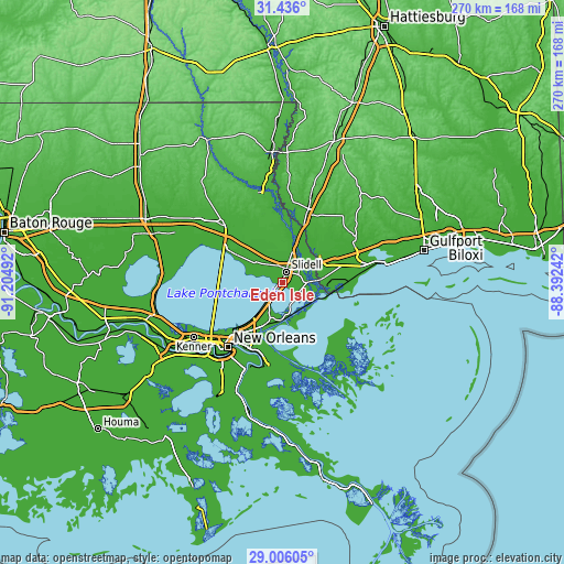 Topographic map of Eden Isle