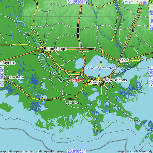 Topographic map of Edgard