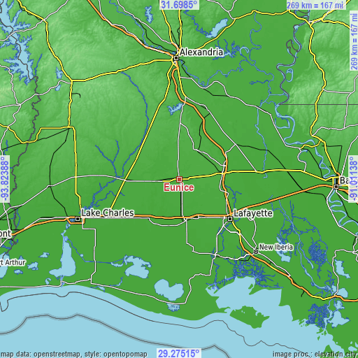 Topographic map of Eunice