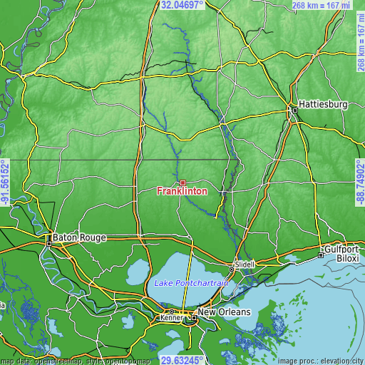 Topographic map of Franklinton