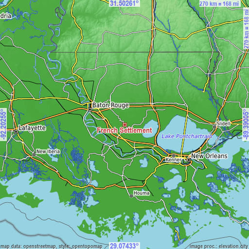 Topographic map of French Settlement