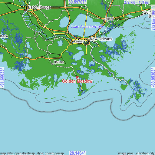 Topographic map of Golden Meadow