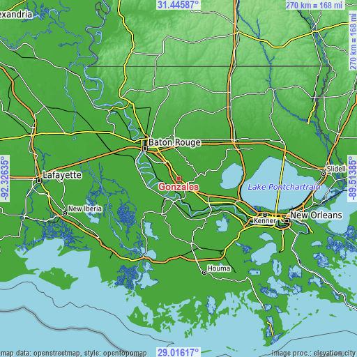 Topographic map of Gonzales