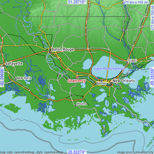 Topographic map of Gramercy