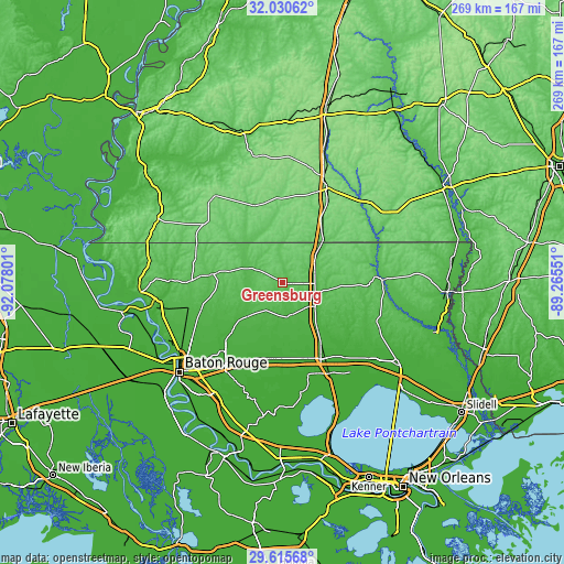 Topographic map of Greensburg