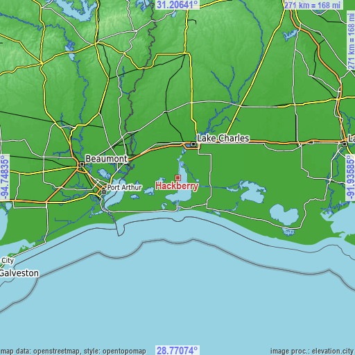 Topographic map of Hackberry