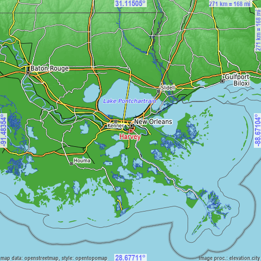 Topographic map of Harvey