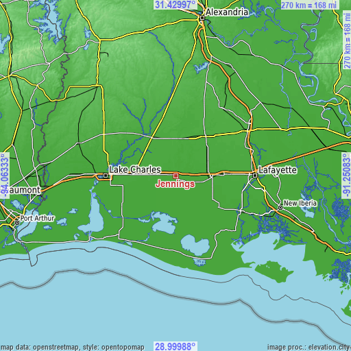 Topographic map of Jennings