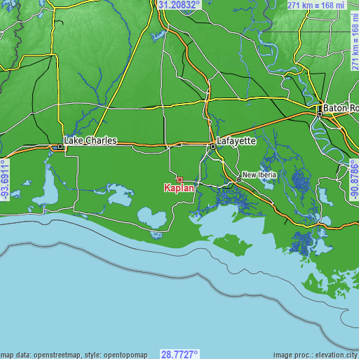 Topographic map of Kaplan