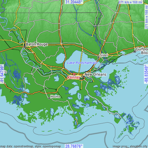 Topographic map of Kenner