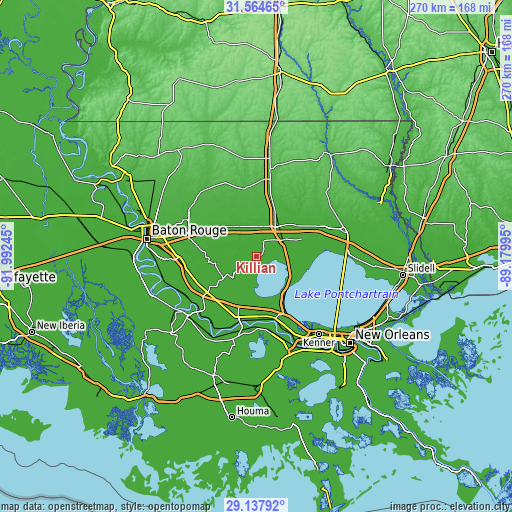 Topographic map of Killian