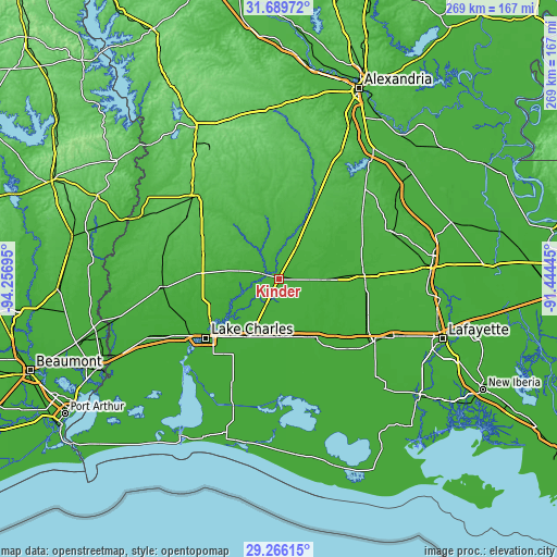 Topographic map of Kinder