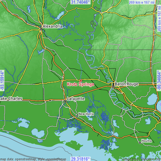 Topographic map of Krotz Springs