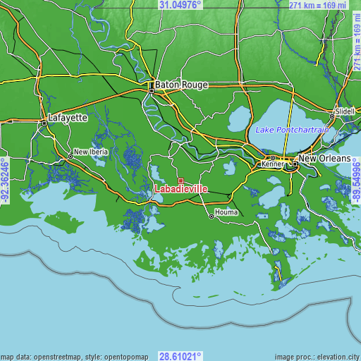 Topographic map of Labadieville