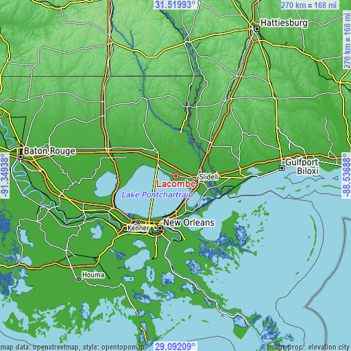 Topographic map of Lacombe