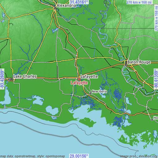 Topographic map of Lafayette