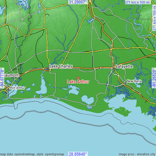 Topographic map of Lake Arthur