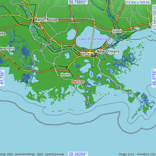 Topographic map of Larose