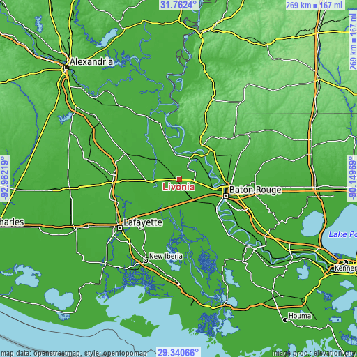 Topographic map of Livonia