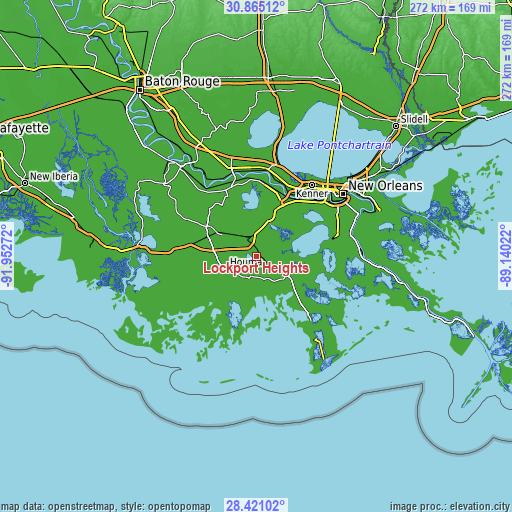 Topographic map of Lockport Heights