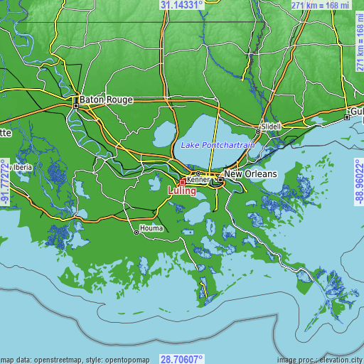 Topographic map of Luling