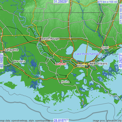 Topographic map of Lutcher