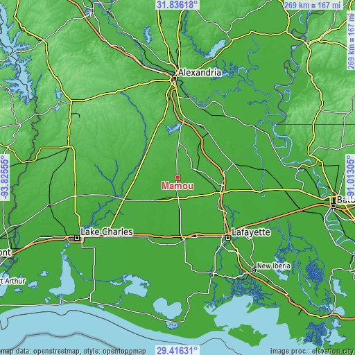 Topographic map of Mamou