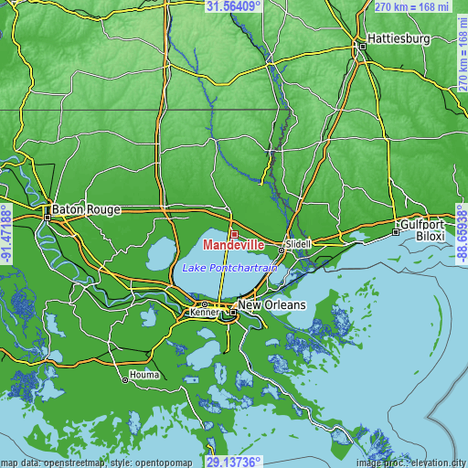 Topographic map of Mandeville