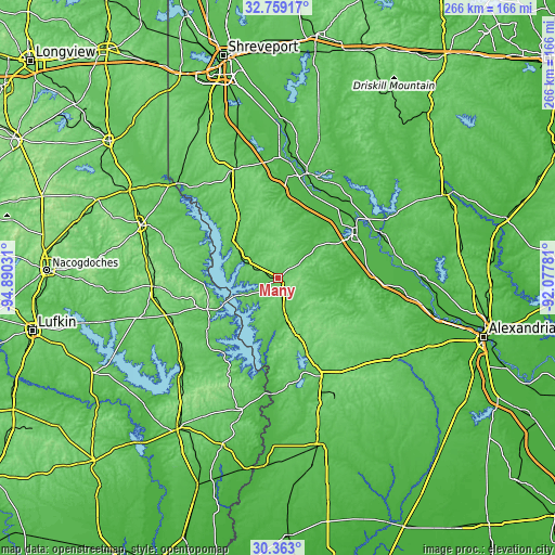 Topographic map of Many