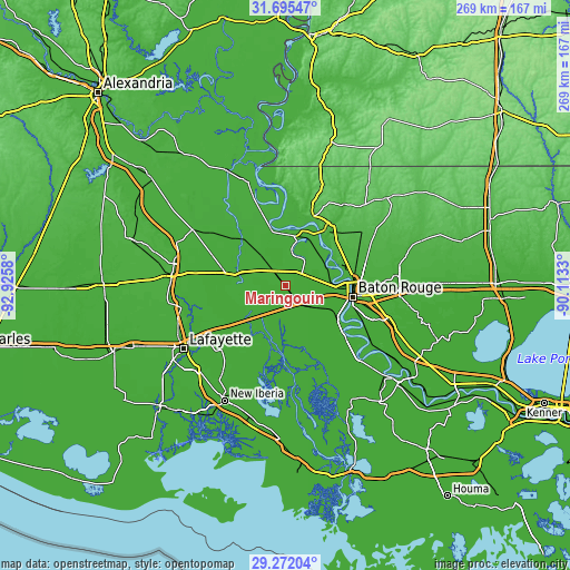 Topographic map of Maringouin