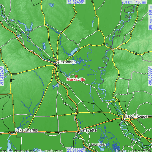 Topographic map of Marksville