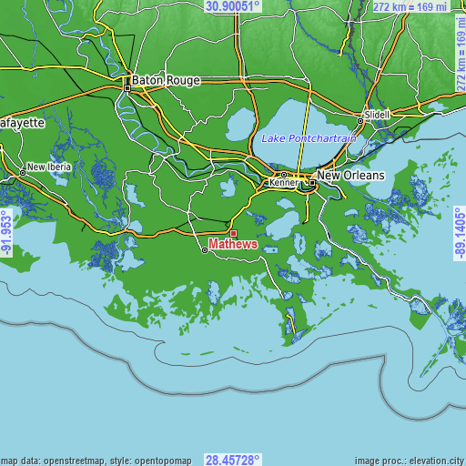 Topographic map of Mathews