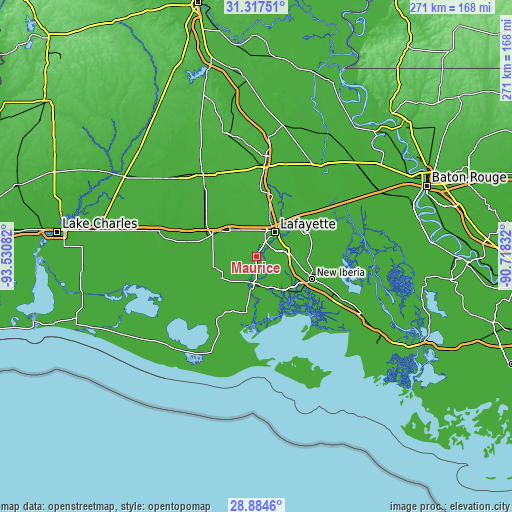 Topographic map of Maurice