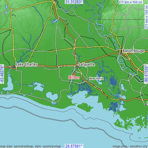 Topographic map of Milton