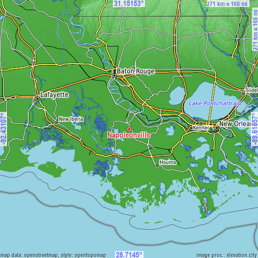 Topographic map of Napoleonville