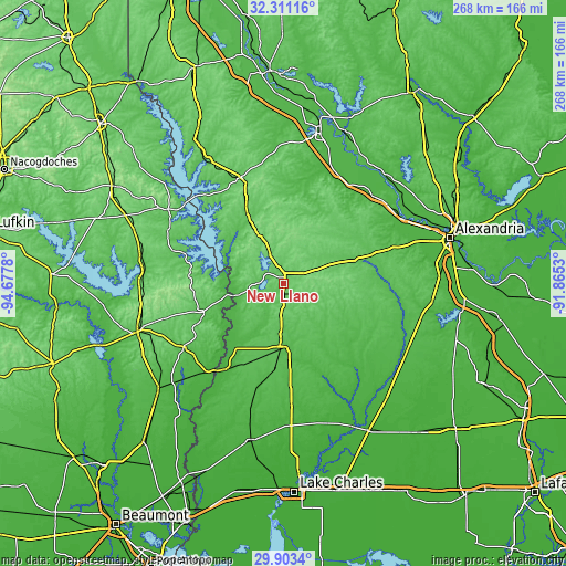 Topographic map of New Llano