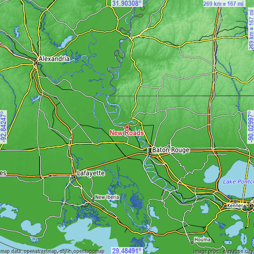 Topographic map of New Roads