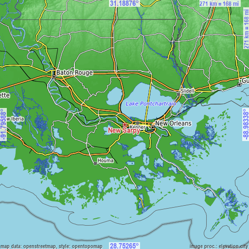 Topographic map of New Sarpy