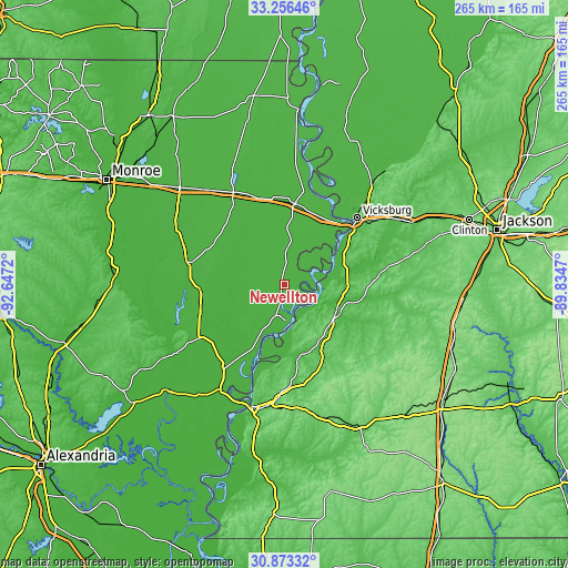 Topographic map of Newellton