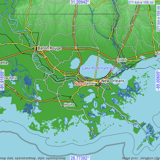 Topographic map of Norco