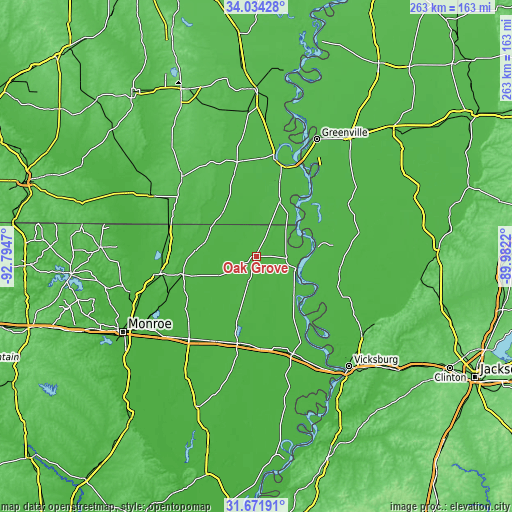 Topographic map of Oak Grove