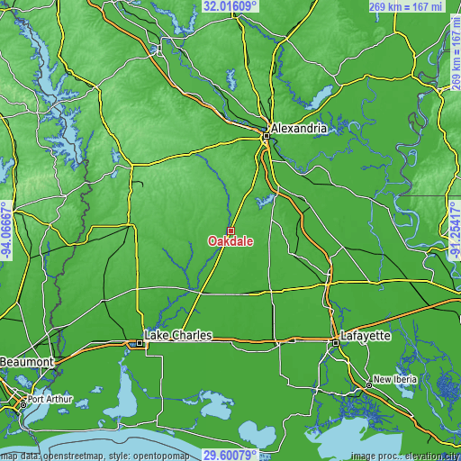 Topographic map of Oakdale