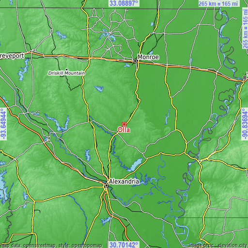 Topographic map of Olla