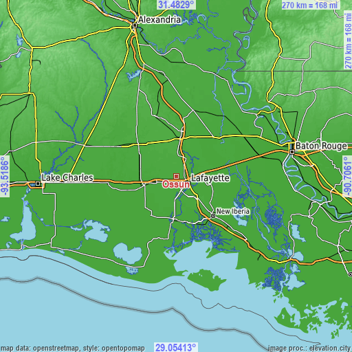 Topographic map of Ossun