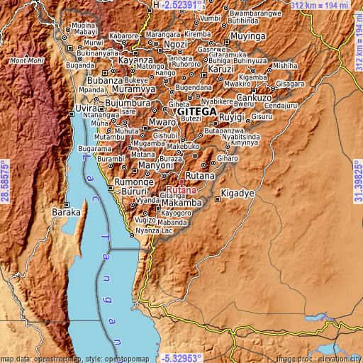 Topographic map of Rutana