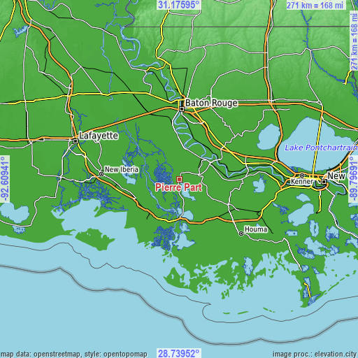 Topographic map of Pierre Part