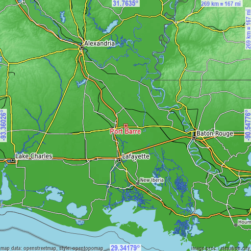 Topographic map of Port Barre