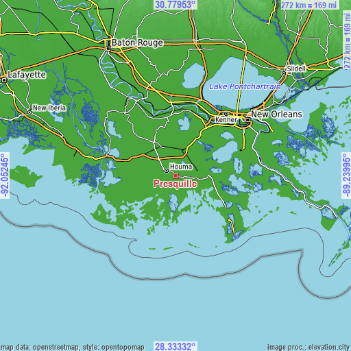 Topographic map of Presquille