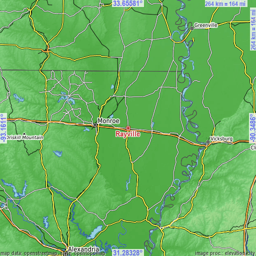 Topographic map of Rayville