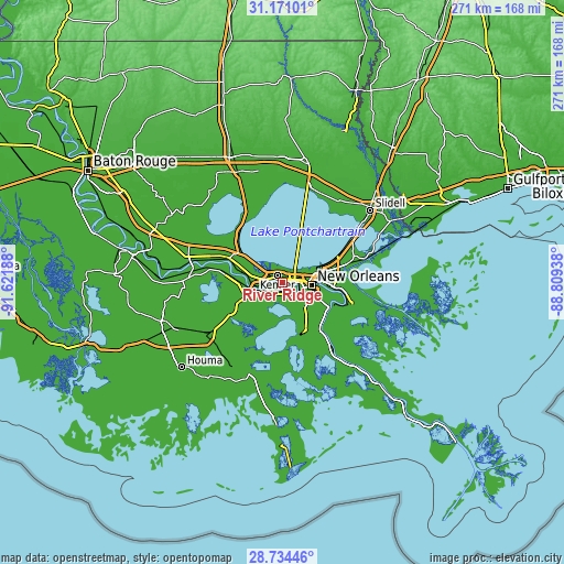 Topographic map of River Ridge